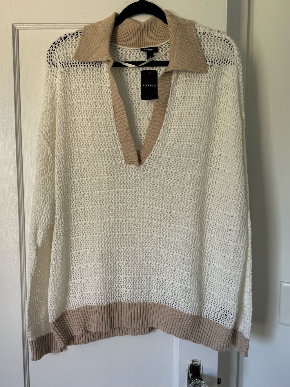 Torrid Open Knit Summer Long Sleeve V Neck Sweater